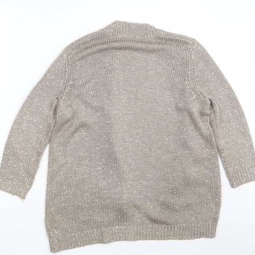 Wallis Womens Silver V-Neck  Acrylic Cardigan Jumper Size S