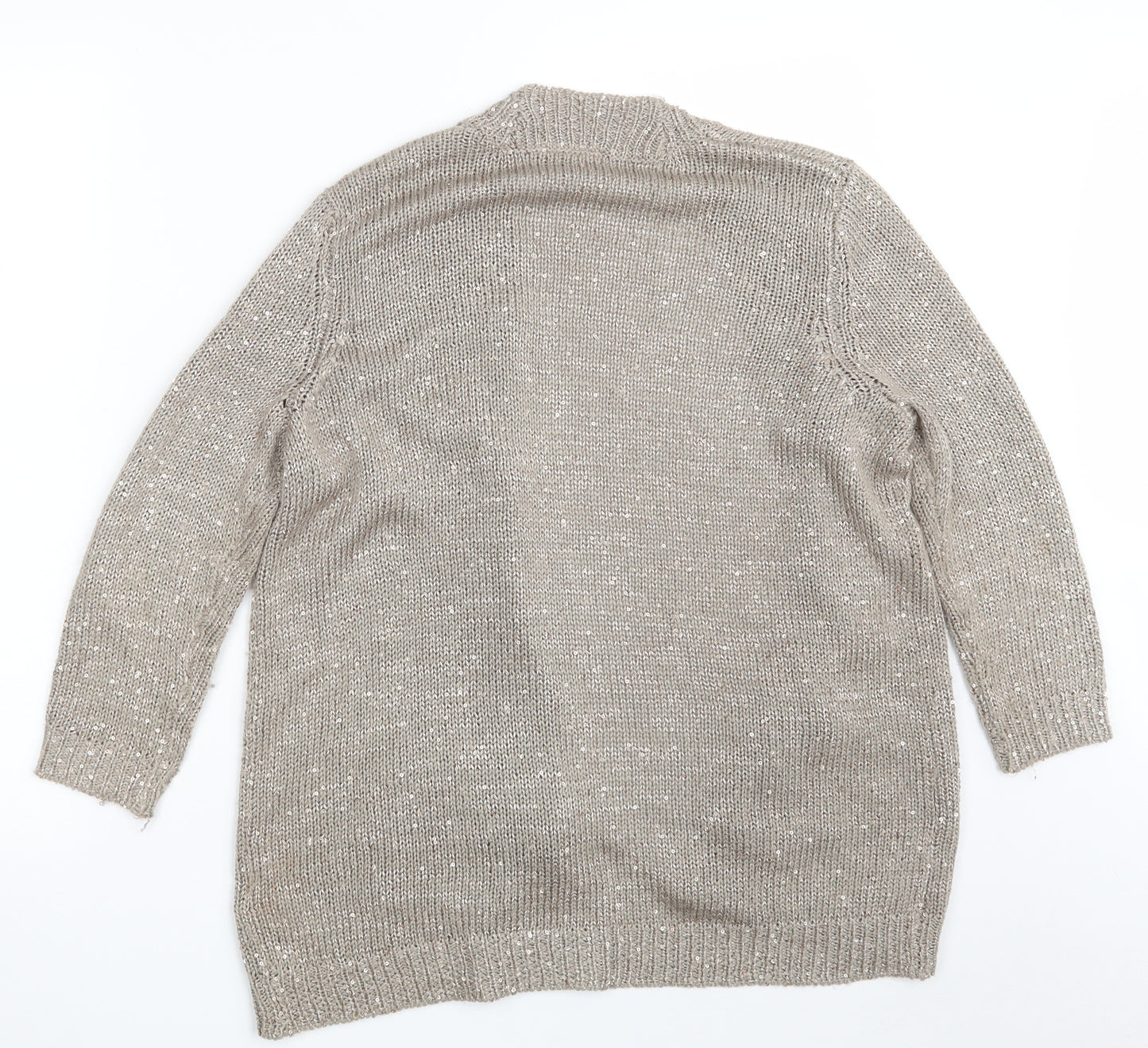Wallis Womens Silver V-Neck  Acrylic Cardigan Jumper Size S