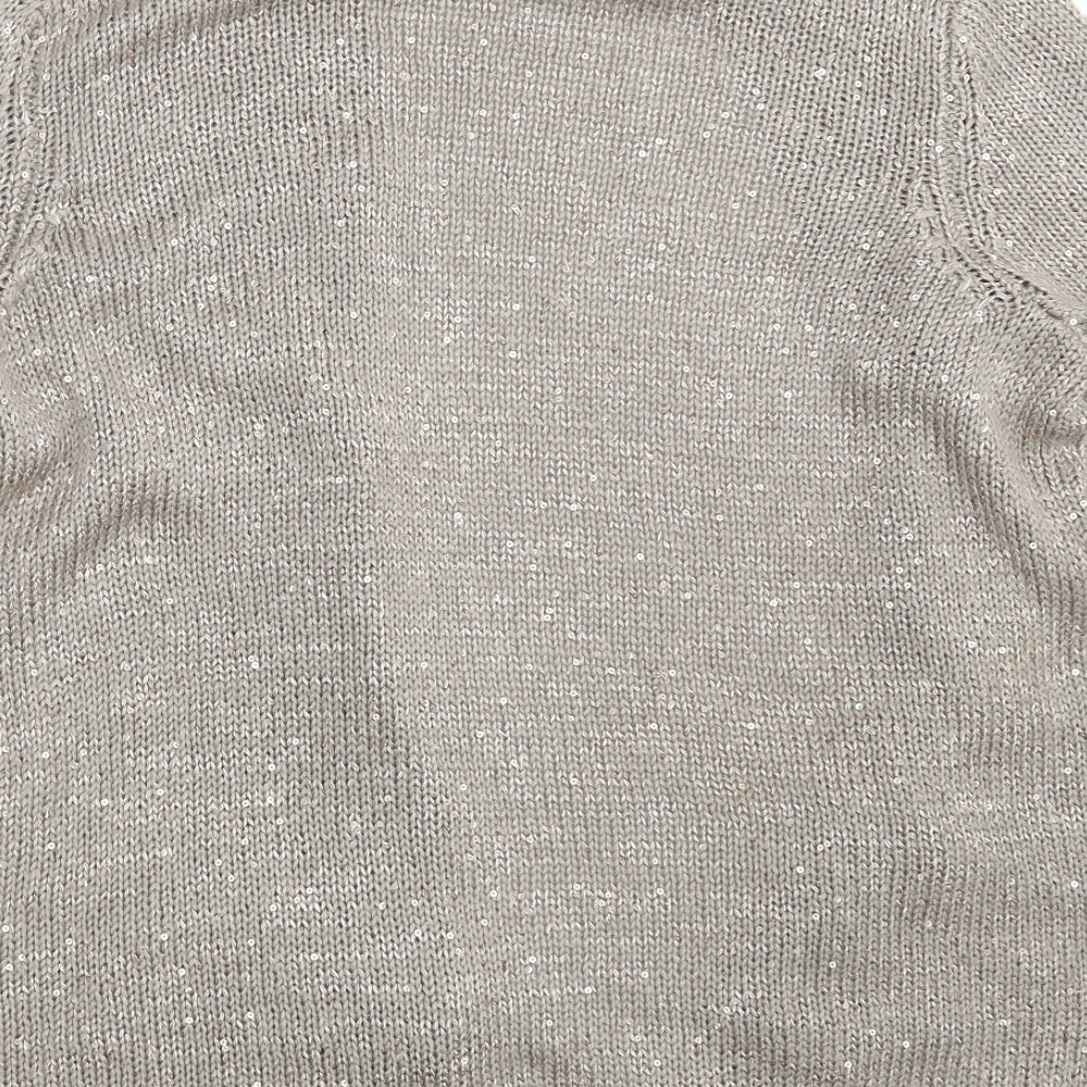 Wallis Womens Silver V-Neck  Acrylic Cardigan Jumper Size S