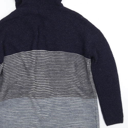 George Womens Blue V-Neck  Acrylic Cardigan Jumper Size 8   - Colorblock