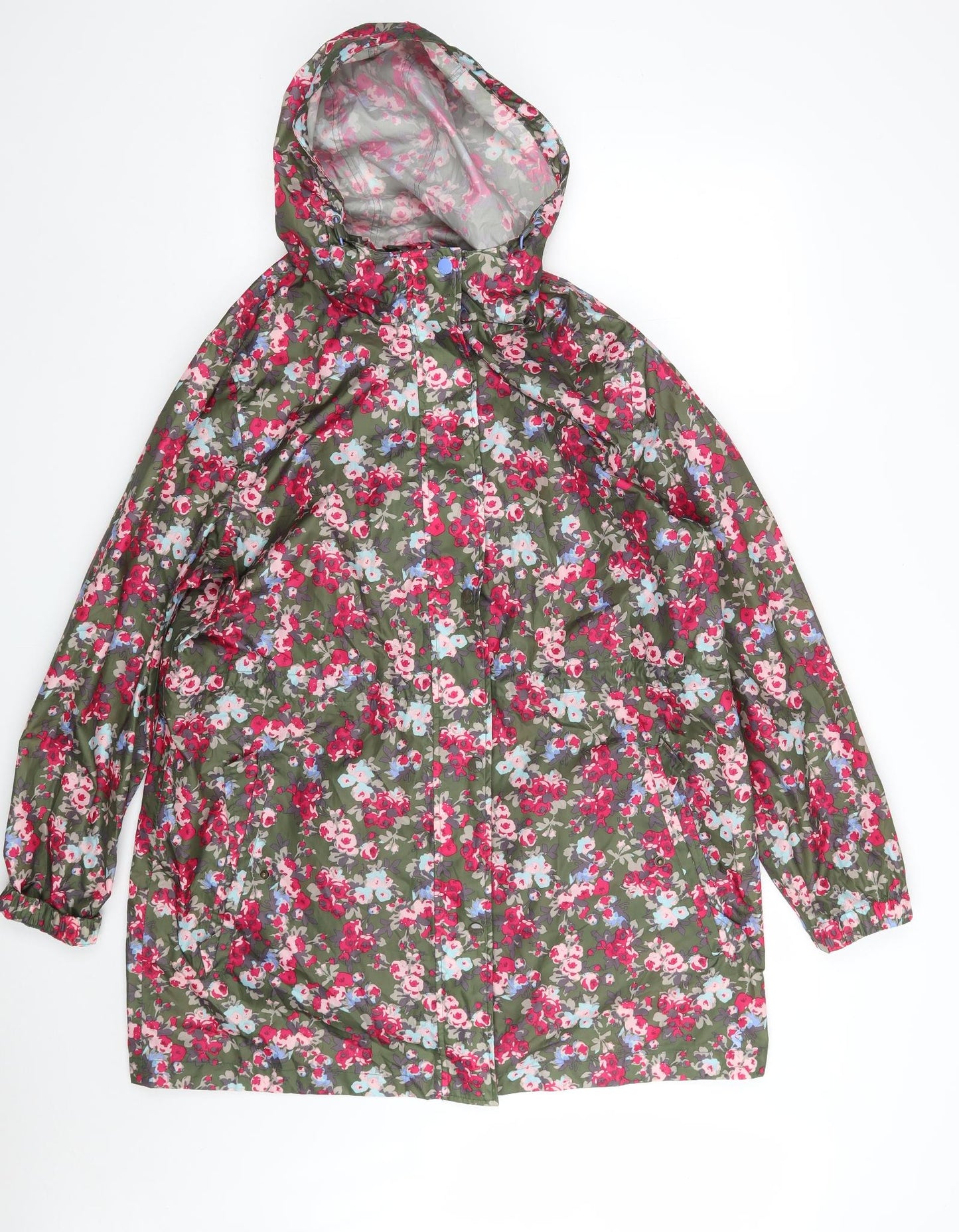 Joules Womens Green Floral  Rain Coat Coat Size 16  Zip