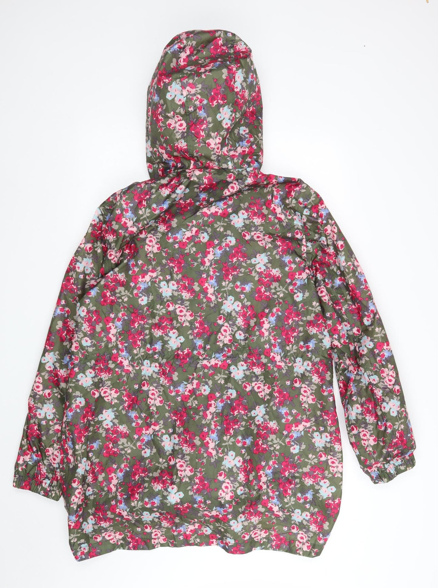 Joules Womens Green Floral  Rain Coat Coat Size 16  Zip