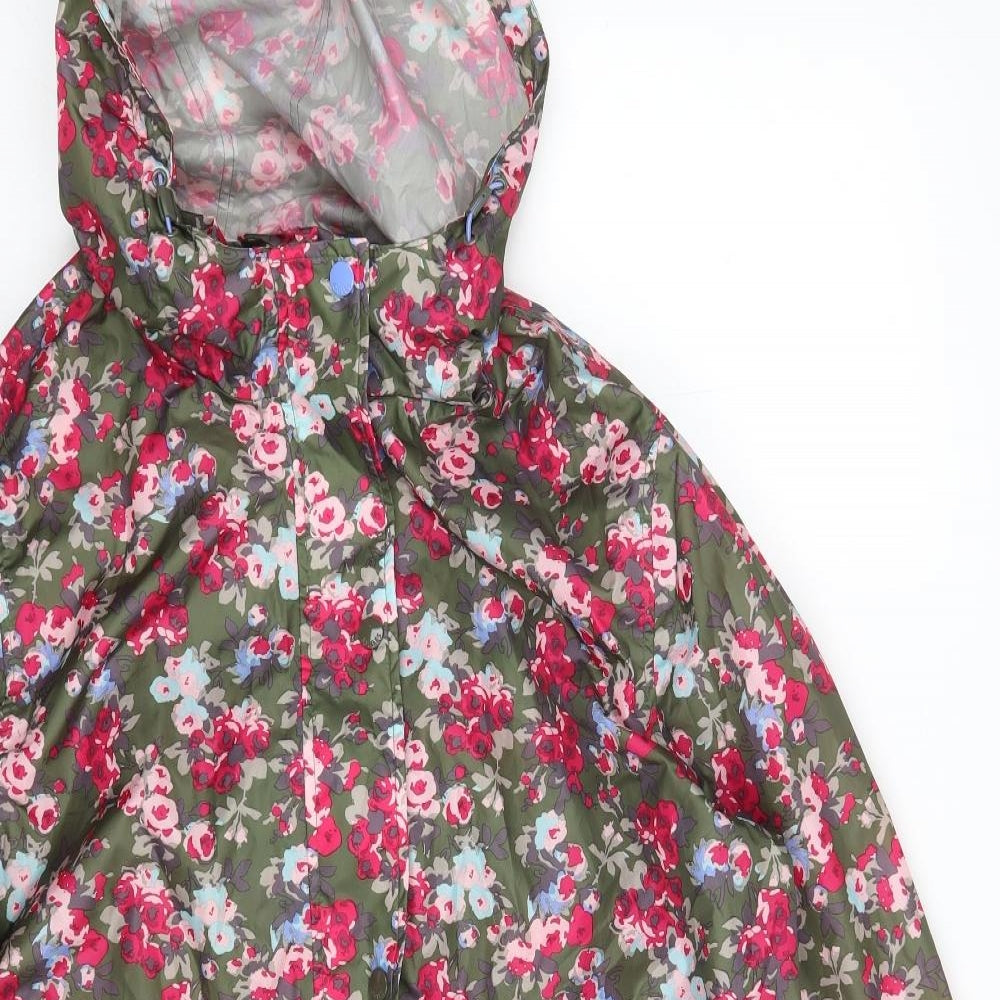 Joules Womens Green Floral  Rain Coat Coat Size 16  Zip
