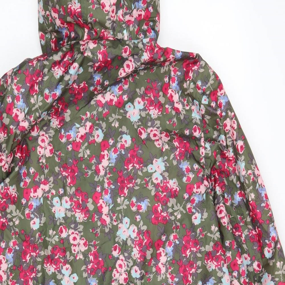 Joules Womens Green Floral  Rain Coat Coat Size 16  Zip