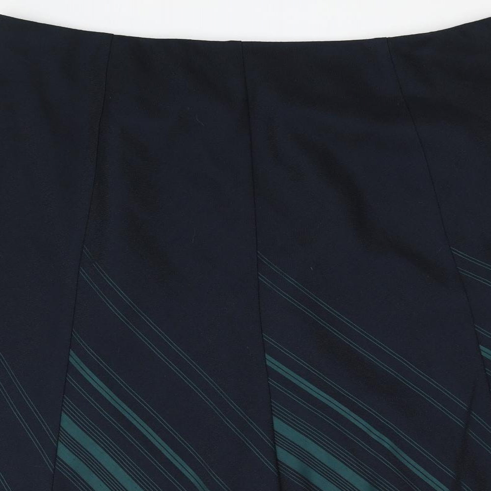 Marks and Spencer Womens Black Striped Polyester A-Line Skirt Size 22