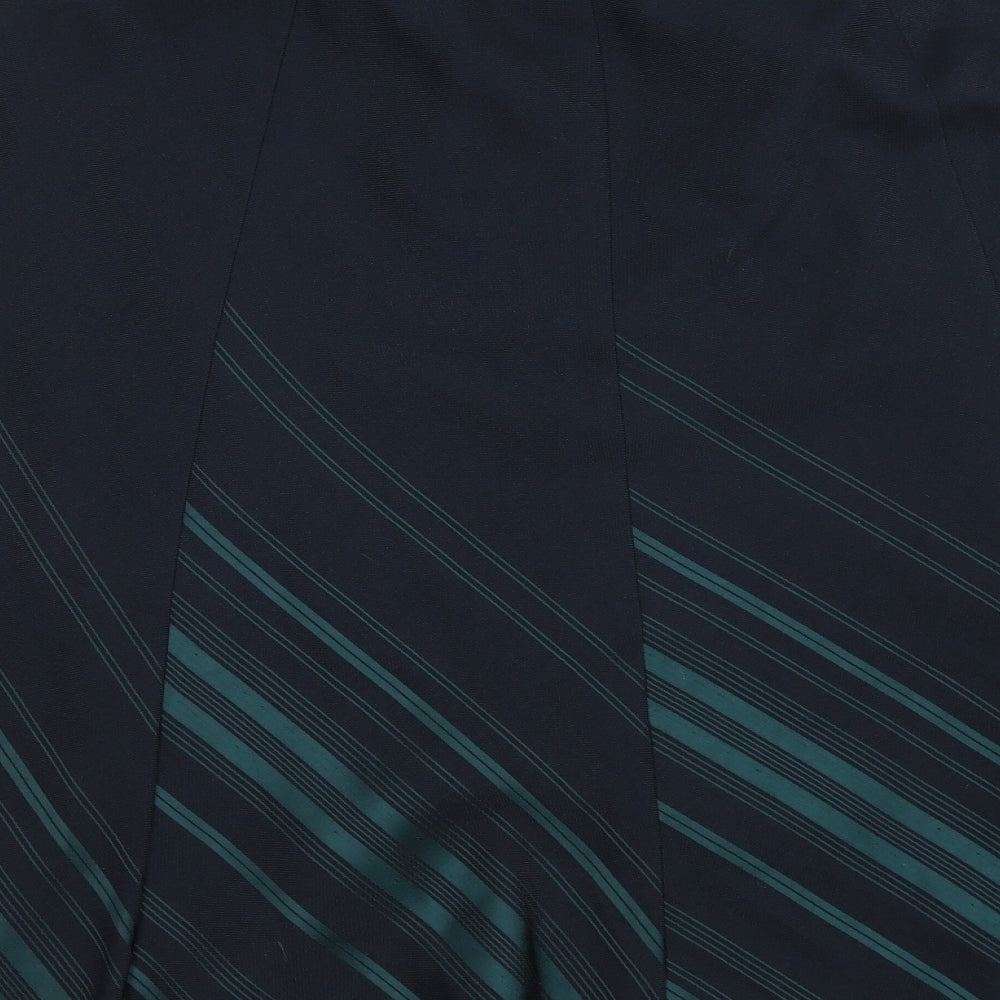 Marks and Spencer Womens Black Striped Polyester A-Line Skirt Size 22
