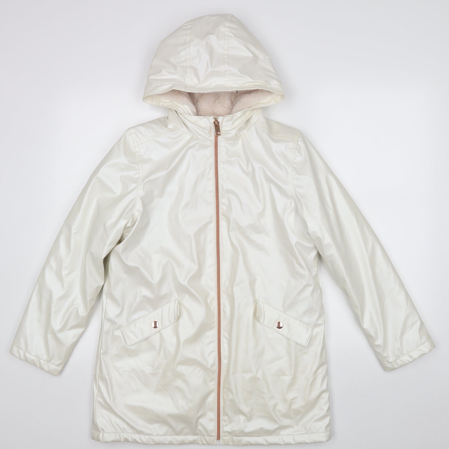 Marks and Spencer Girls White   Jacket Coat Size 11-12 Years  Zip