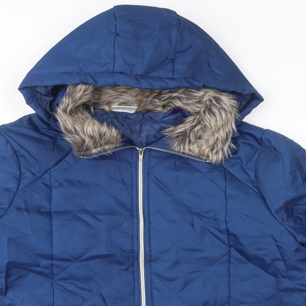 Anne De Lancay Womens Blue   Quilted Jacket Size M  Zip