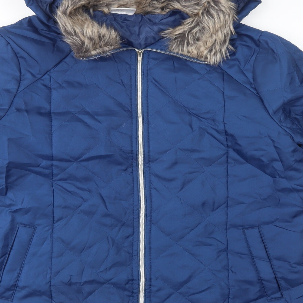 Anne De Lancay Womens Blue   Quilted Jacket Size M  Zip