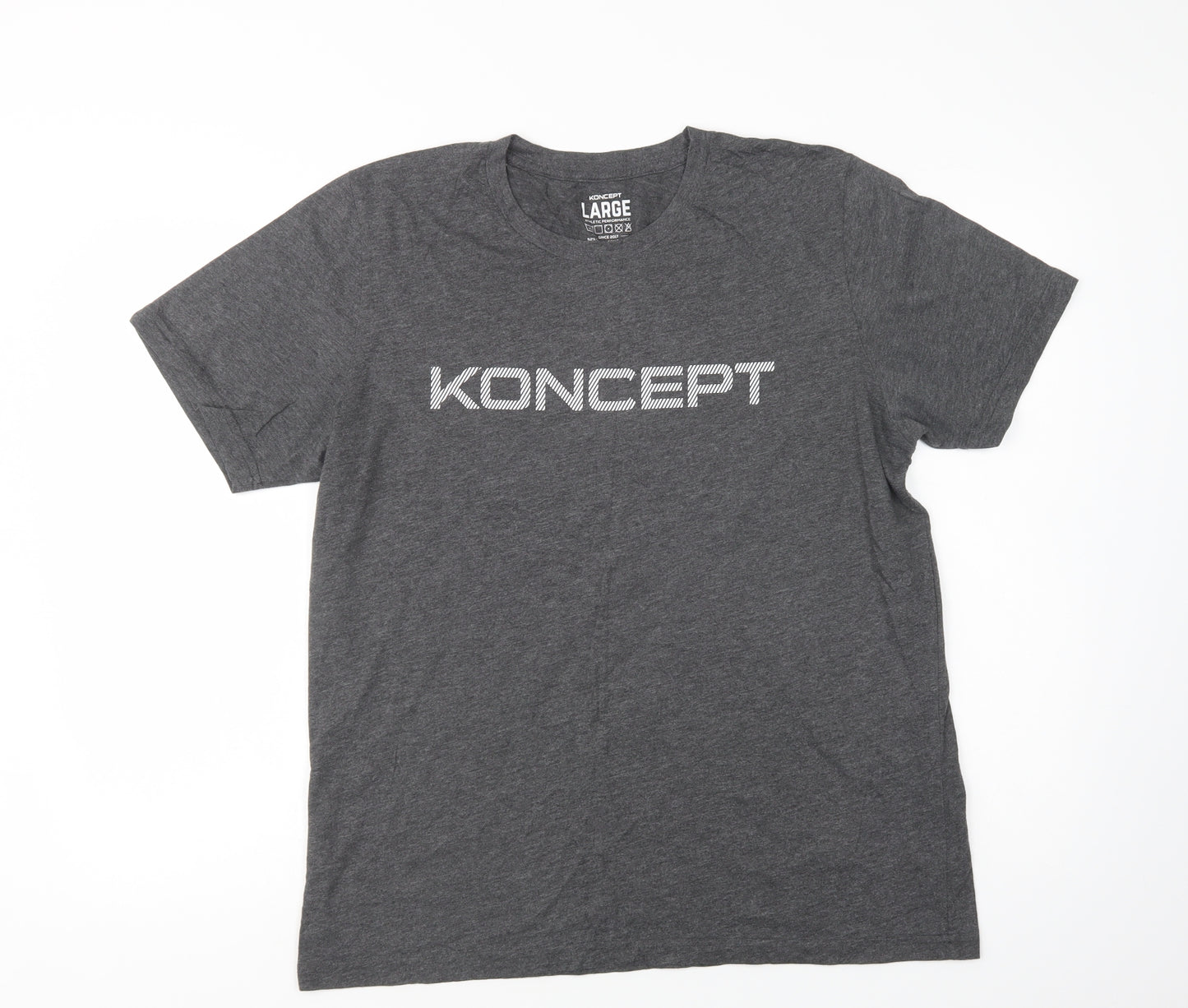 Koncept Mens Grey  Cotton  T-Shirt Size L Crew Neck
