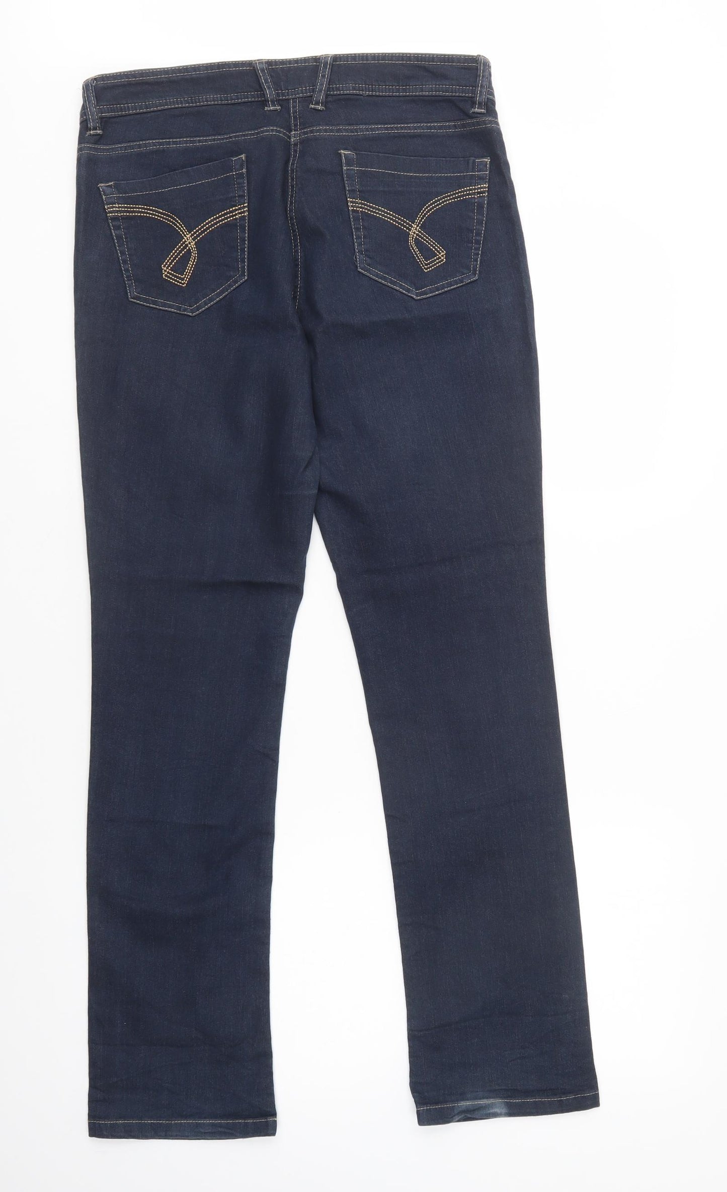 Dunnes Stores Womens Blue  Cotton Straight Jeans Size 12 L32 in Regular Button