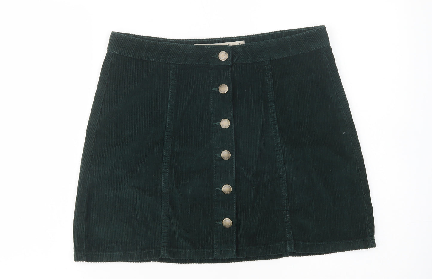 Denim Co. Womens Green  Cotton Mini Skirt Size 12   Button