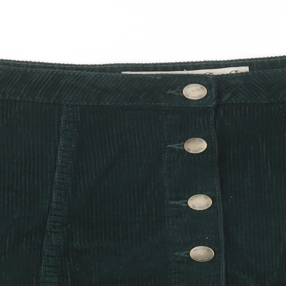 Denim Co. Womens Green  Cotton Mini Skirt Size 12   Button