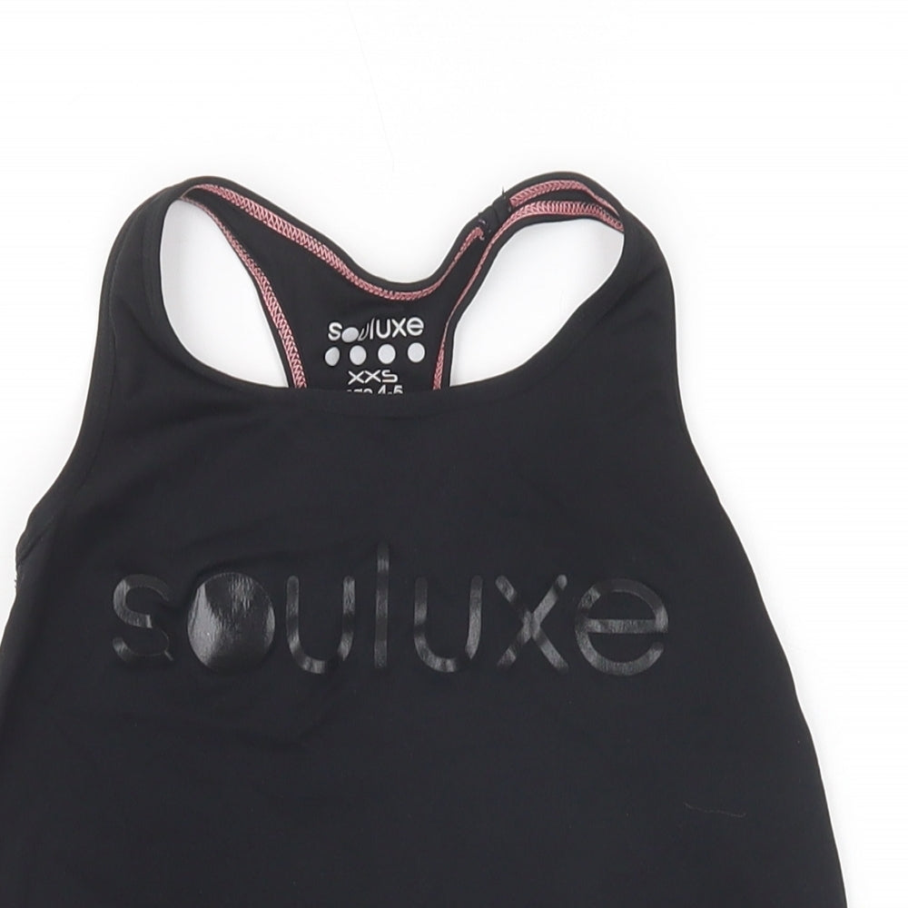 Souluxe Girls Black  Polyester Pullover Tank Size 4-5 Years Scoop Neck Pullover