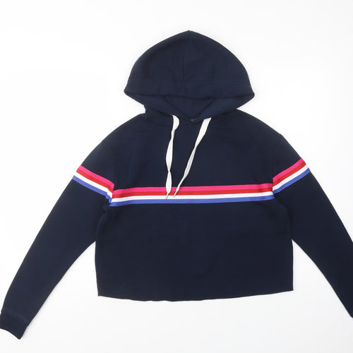 Primark Womens Blue Striped Polyester Pullover Hoodie Size 6  Pullover