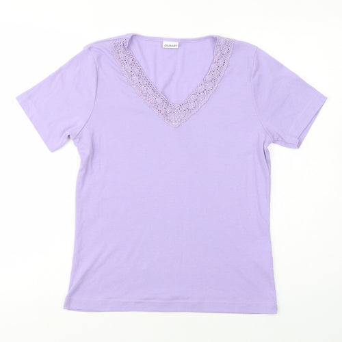 Damart Womens Purple  Polyester Basic T-Shirt Size 10 V-Neck