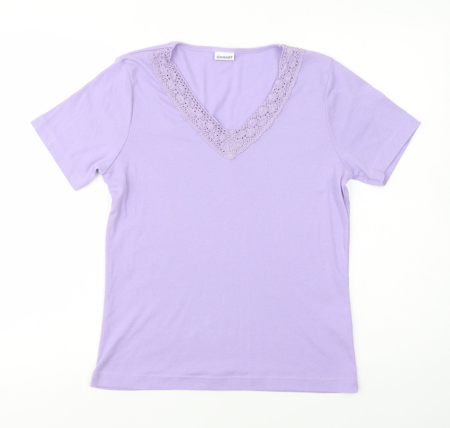 Damart Womens Purple  Polyester Basic T-Shirt Size 10 V-Neck