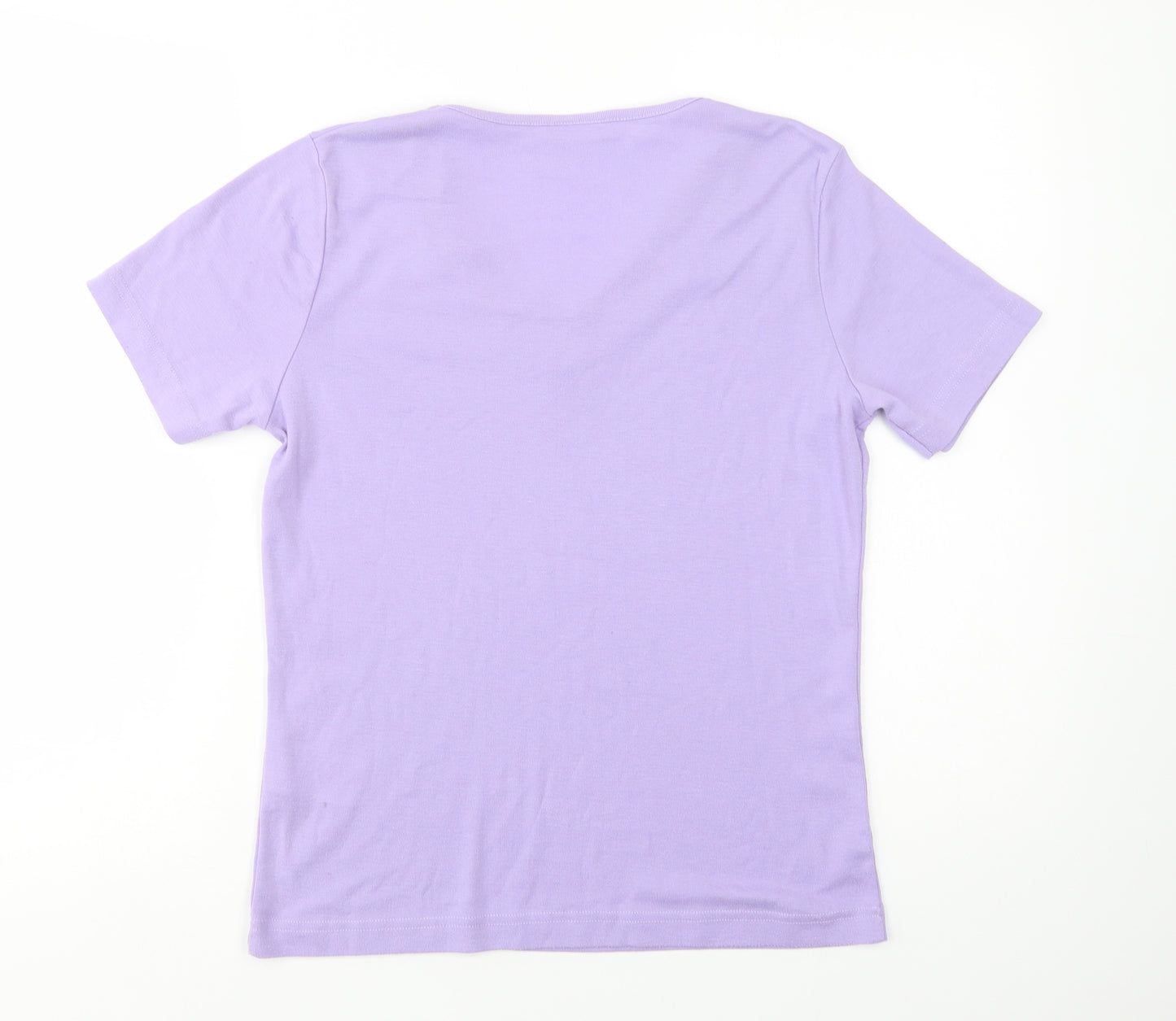 Damart Womens Purple  Polyester Basic T-Shirt Size 10 V-Neck