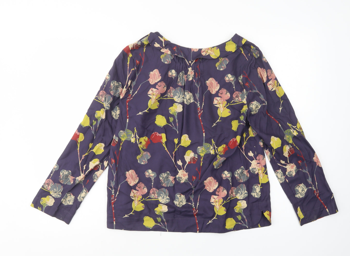 White Stuff Womens Blue Floral Viscose Basic Blouse Size 10 Collared
