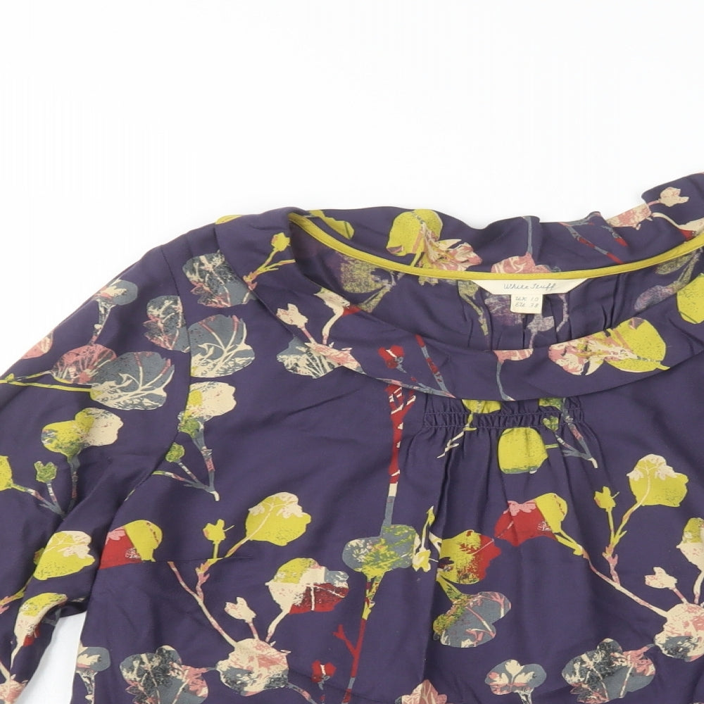 White Stuff Womens Blue Floral Viscose Basic Blouse Size 10 Collared