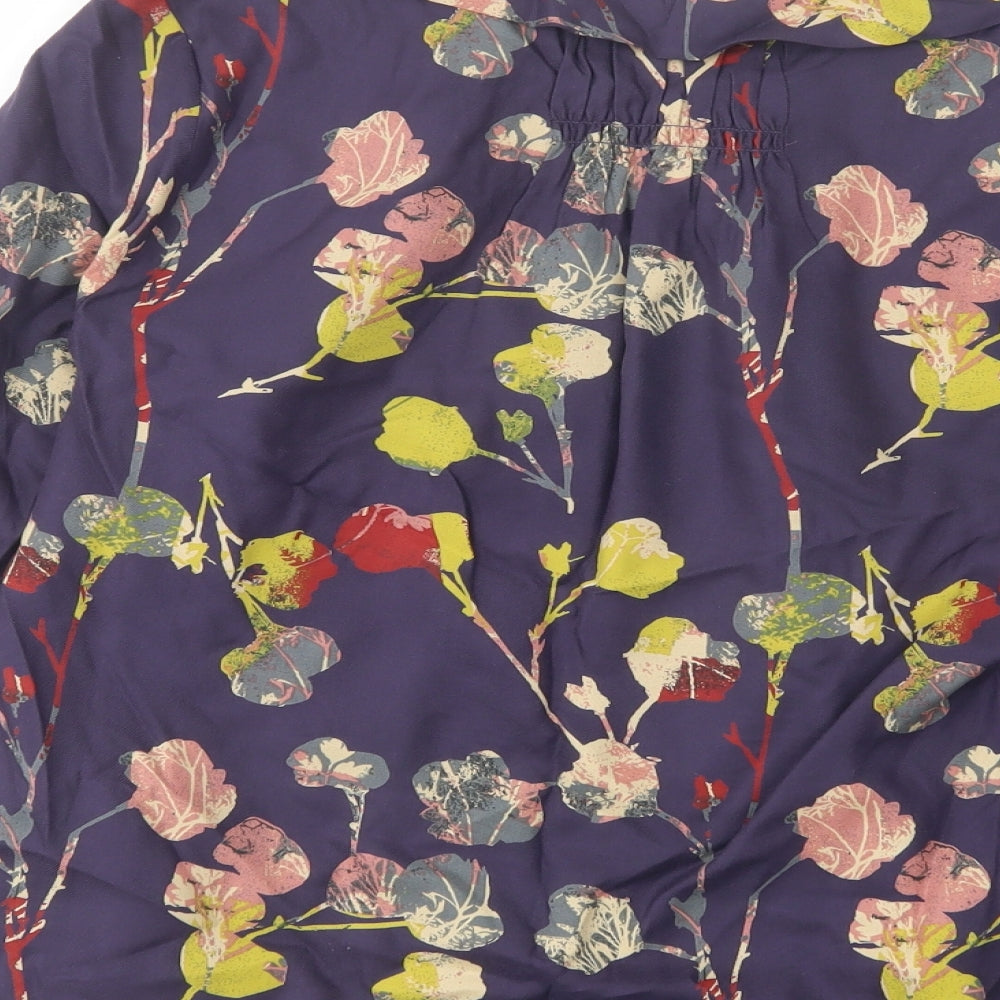 White Stuff Womens Blue Floral Viscose Basic Blouse Size 10 Collared