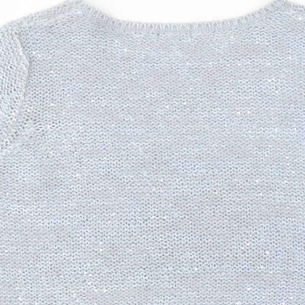 F&F Womens Blue Crew Neck  Polyester Pullover Jumper Size 14