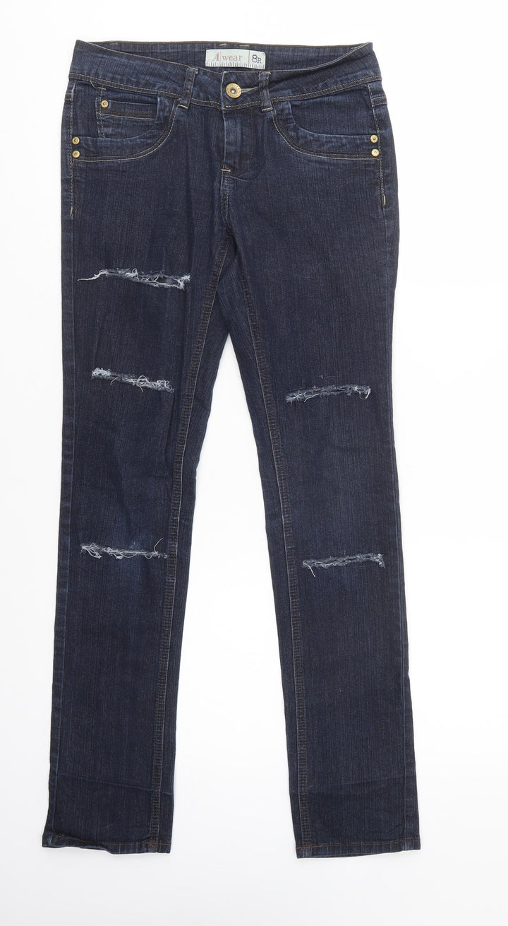 A Wear Womens Blue Cotton Skinny Jeans Size 8 L32 in Regular Button