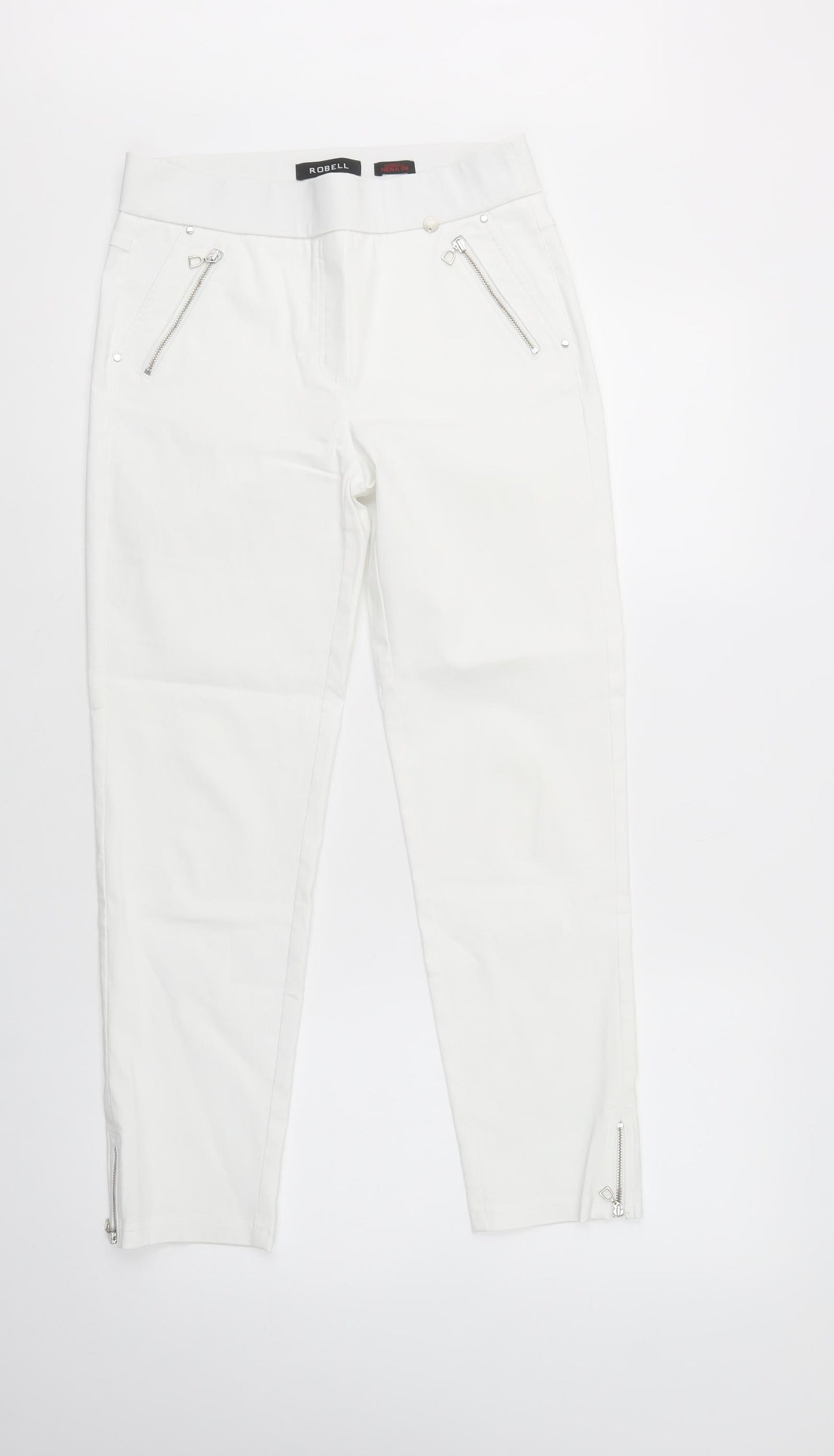 Robell Womens White  Viscose Jegging Trousers Size 10 L27 in Regular