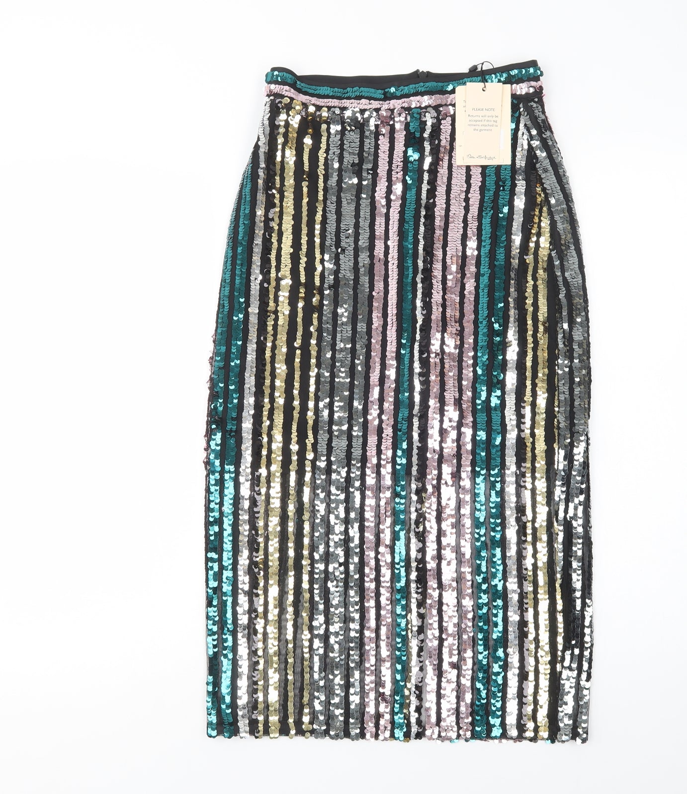 Miss Selfridge Womens Multicoloured Striped Polyester Straight & Pencil Skirt Size 6   Zip