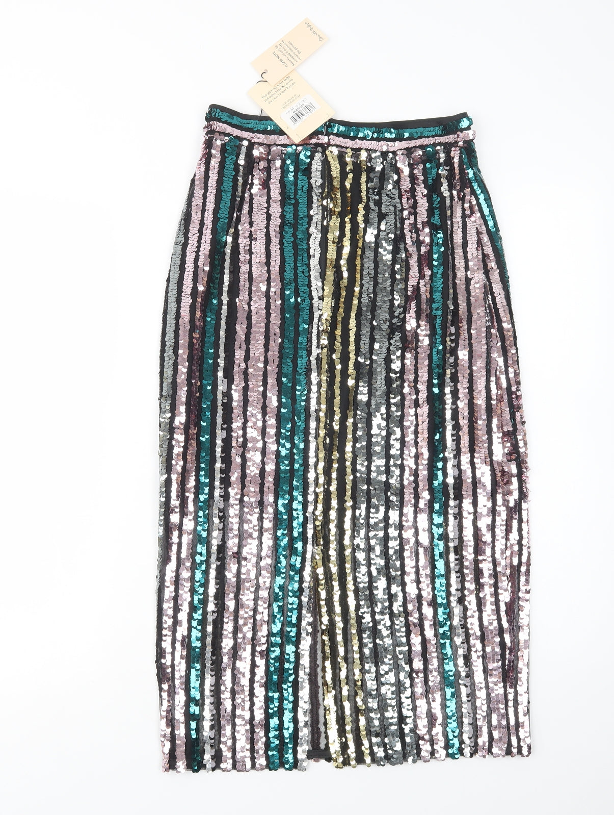 Miss Selfridge Womens Multicoloured Striped Polyester Straight & Pencil Skirt Size 6   Zip