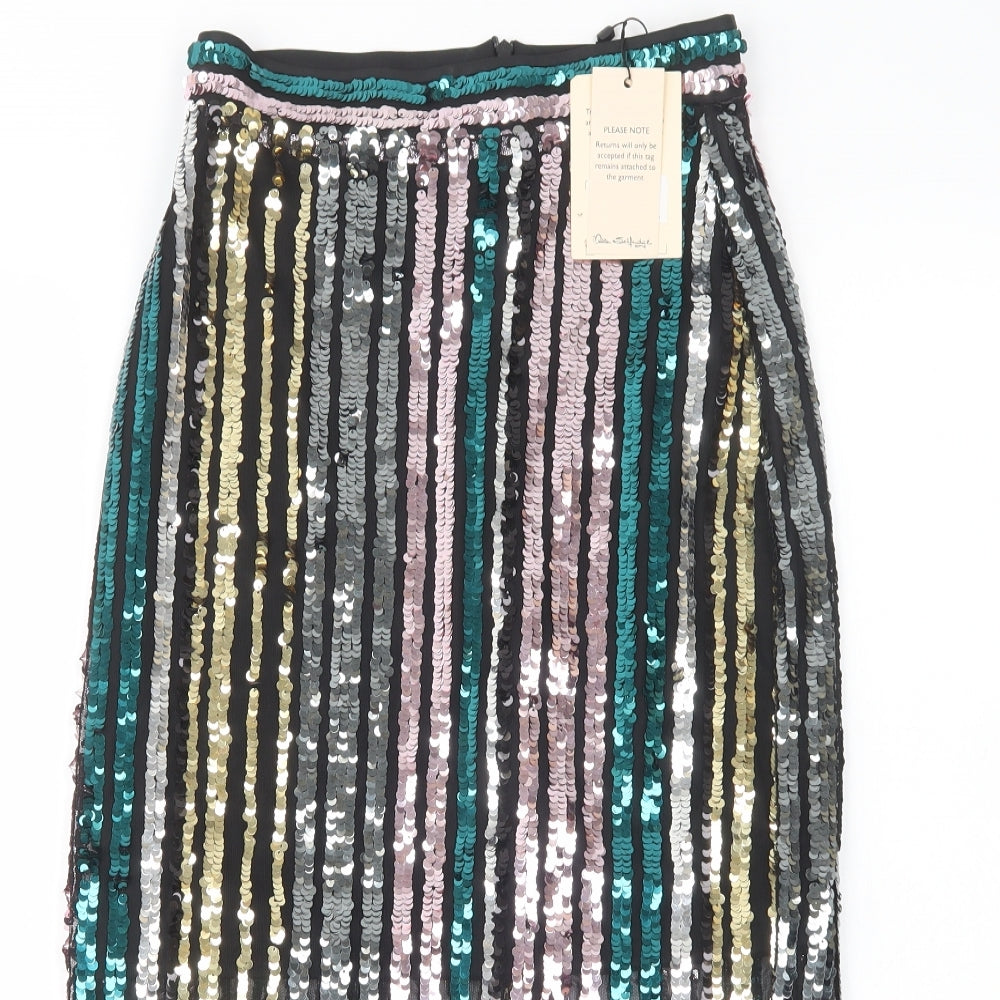 Miss Selfridge Womens Multicoloured Striped Polyester Straight & Pencil Skirt Size 6   Zip