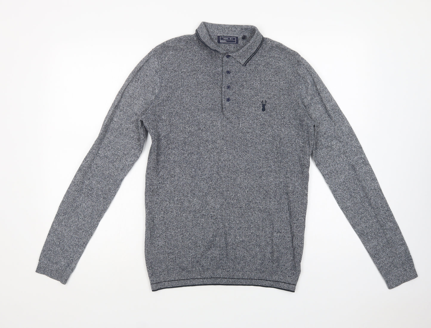 NEXT Boys Grey  Cotton Pullover Polo Size 13 Years Collared Button