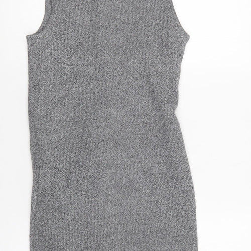 Azalea Womens Grey Mock Neck  Polyester Tunic Jumper Size M