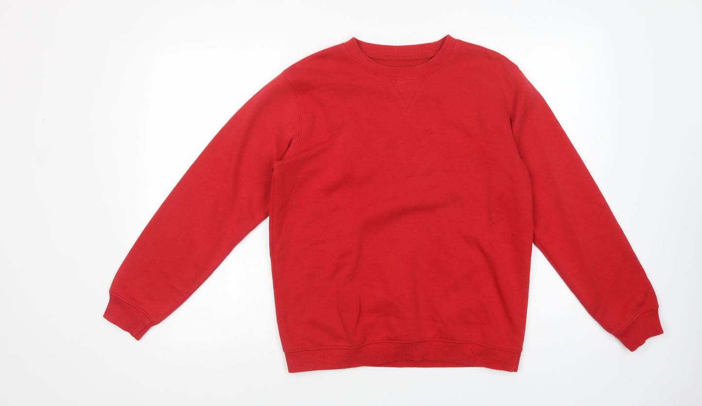 School Life Boys Red  Cotton Pullover Sweatshirt Size 12-13 Years  Pullover - School Wear