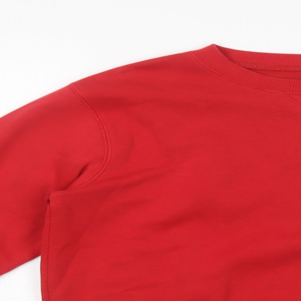 School Life Boys Red  Cotton Pullover Sweatshirt Size 12-13 Years  Pullover - School Wear
