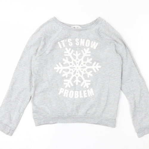 H&M Girls Grey  Cotton Pullover Sweatshirt Size 9-10 Years