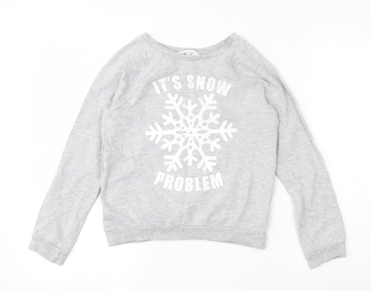 H&M Girls Grey  Cotton Pullover Sweatshirt Size 9-10 Years
