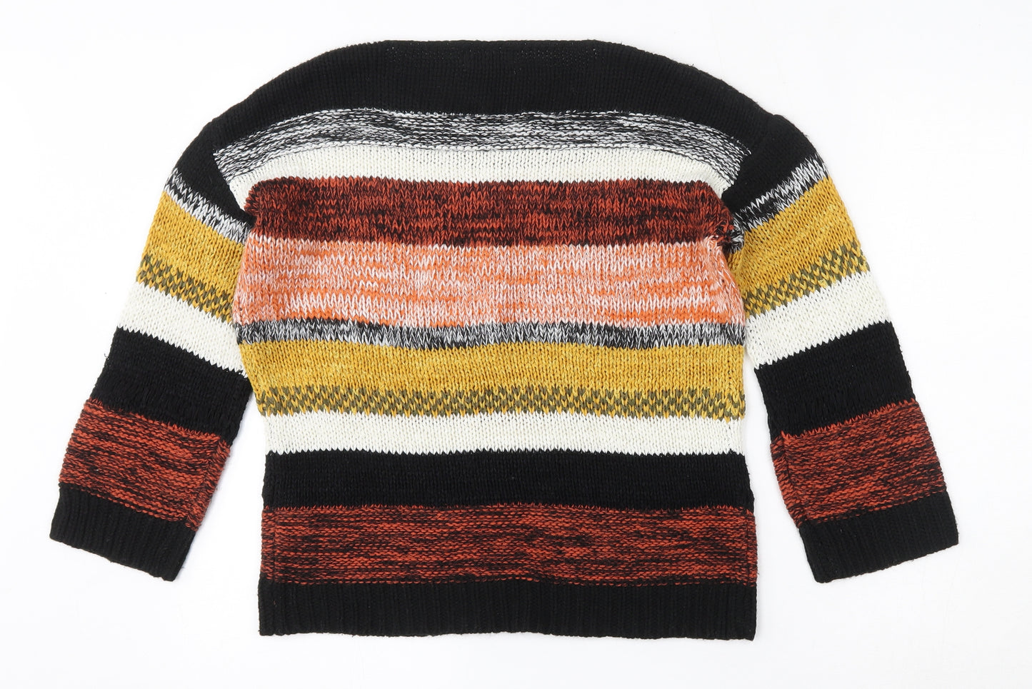 Papaya Womens Multicoloured Round Neck Striped Acrylic Pullover Jumper Size S