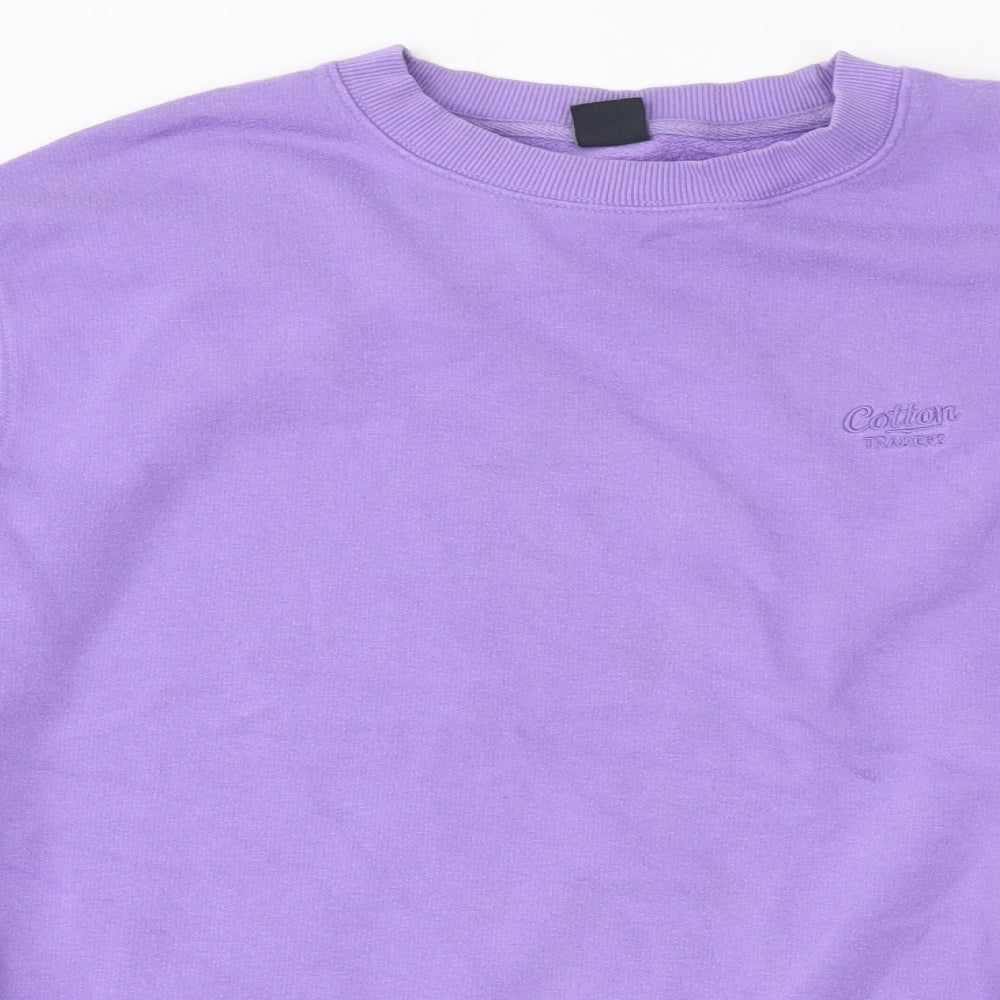 Cotton Traders Mens Purple  Cotton Pullover Sweatshirt Size L