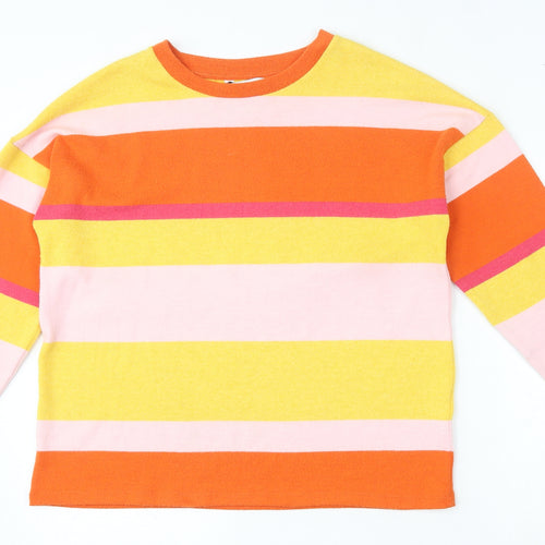 NEXT Womens Multicoloured Round Neck Striped Polyester Pullover Jumper Size M