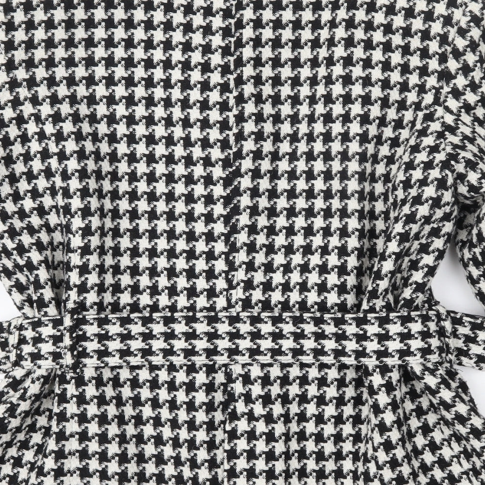 Zoe Womens Black Houndstooth  Overcoat Coat Size 12  Button