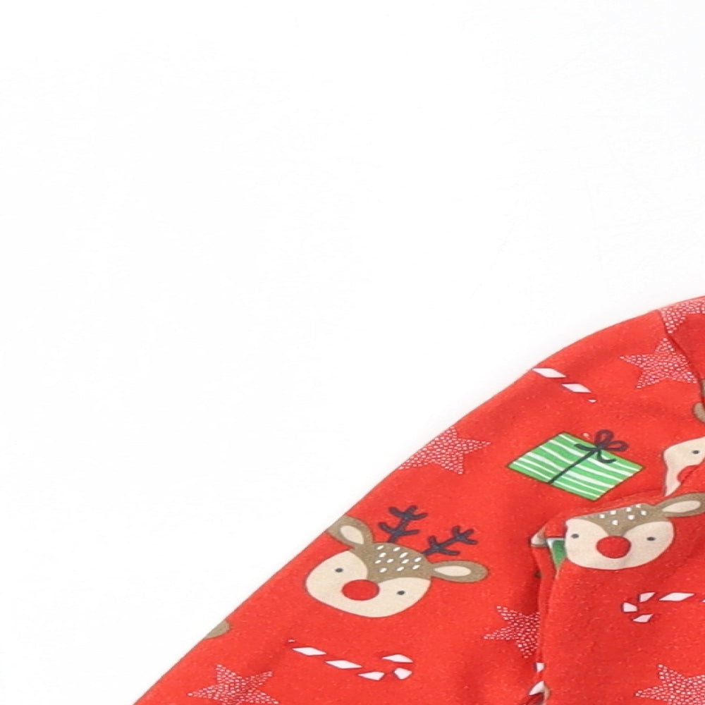 F&F Boys Red Geometric 100% Cotton Chemise Pyjama Set Size 12-18 Months   - Christmas