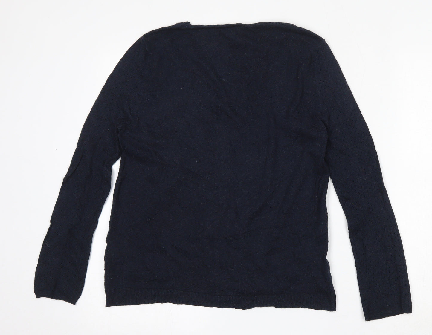 White Stuff Womens Blue Round Neck  100% Cotton Cardigan Jumper Size 12