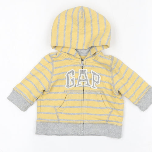 Gap Baby Yellow Striped 100% Cotton Full Zip Jumper Size 3-6 Months  Zip
