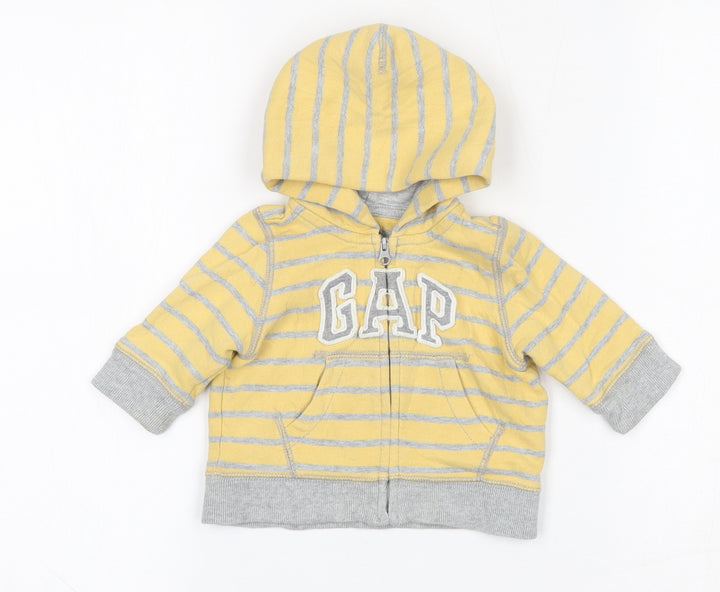Gap Baby Yellow Striped 100% Cotton Full Zip Jumper Size 3-6 Months Zip