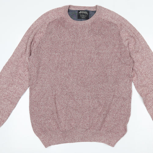 Burton Mens Pink Round Neck  Cotton Pullover Jumper Size M