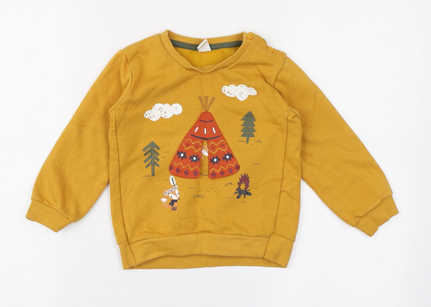 LC Waikiki Boys Yellow  Cotton Pullover T-Shirt Size 24 Months Round Neck Pullover - Fox, Sweatshirt