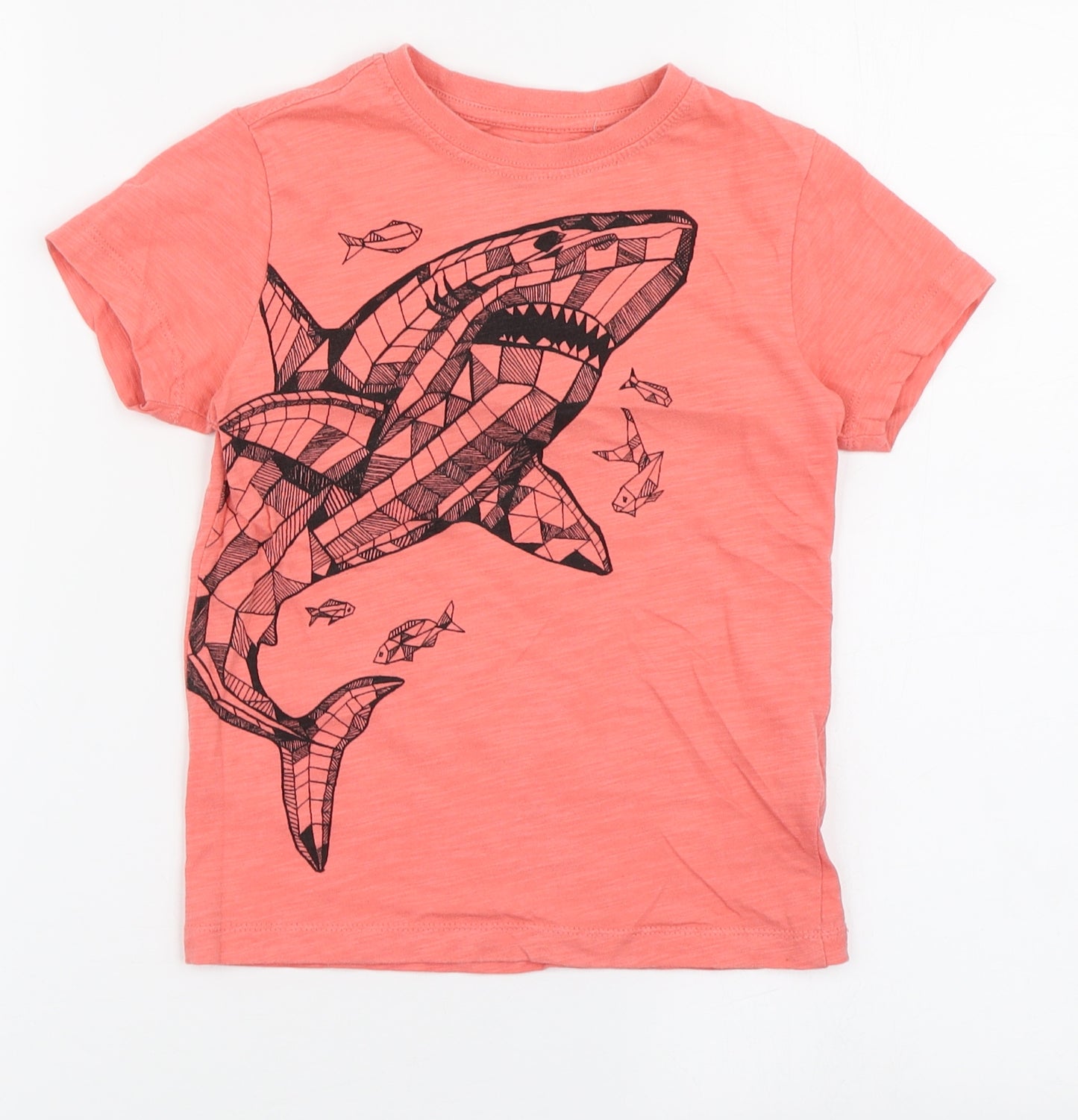 Blue Zoo Boys Pink  100% Cotton Basic T-Shirt Size 5-6 Years Round Neck Pullover - Shark