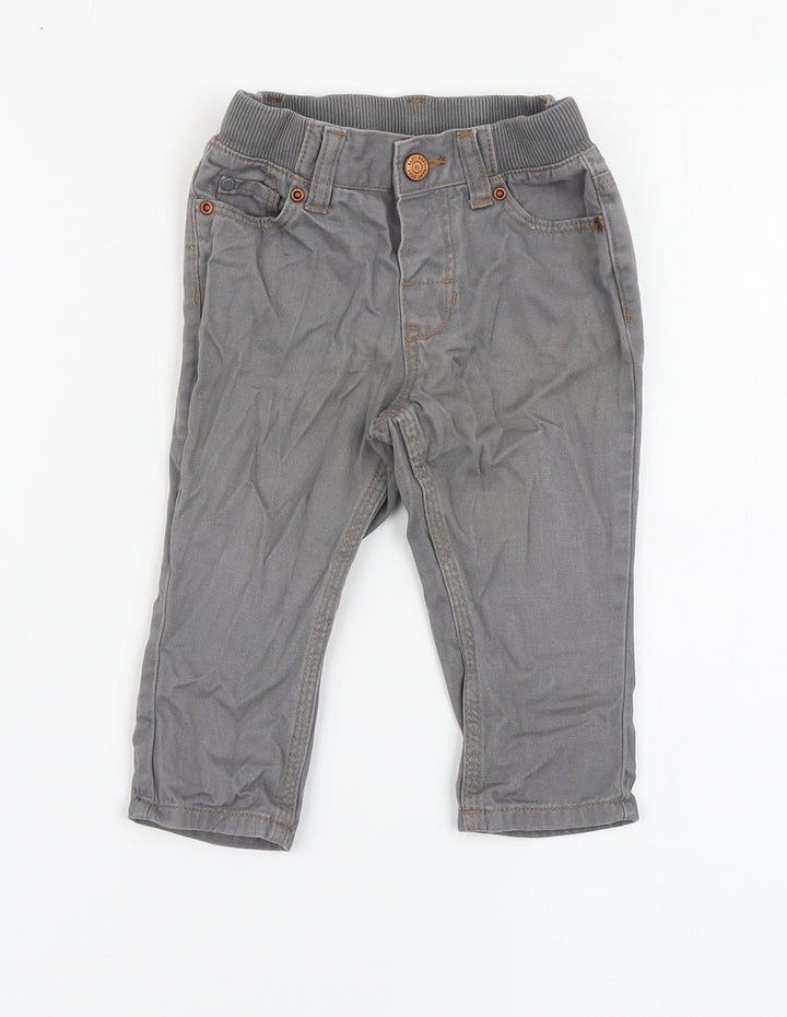 H&M Boys Grey  100% Cotton Jogger Jeans Size 6-9 Months  Button