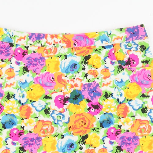 Cutie Womens Multicoloured Floral Cotton A-Line Skirt Size 10   Zip